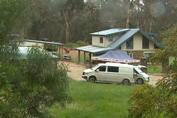 Barry Butler’s home on Buckland Gap Road, Beechworth, after the shooting.