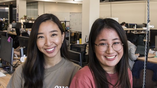 Davina Adisusila and Jenny Chu, engineers at Eucalyptus. Story is about women who build startups - the engineers behind the companies.