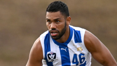 Run out of chances: North Melbourne’s Tarryn Thomas.