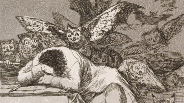 Original etching by Spanish painter and printmaker Fransisco Goya (c. 1799).