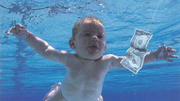 The cover of Nirvana’s 1991 album Nevermind featuring Spencer Elden as an infant.