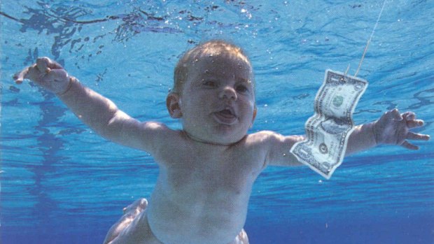 The cover of Nirvana’s 1991 album Nevermind featuring Spencer Elden as an infant.