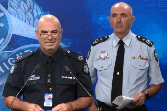 Assistant Commissioner Michael Hermans, Victoria Police Counter Terrorism Command and Assistant Commissioner Scott Lee, AFP Counter Terrorism and Special Investigations.