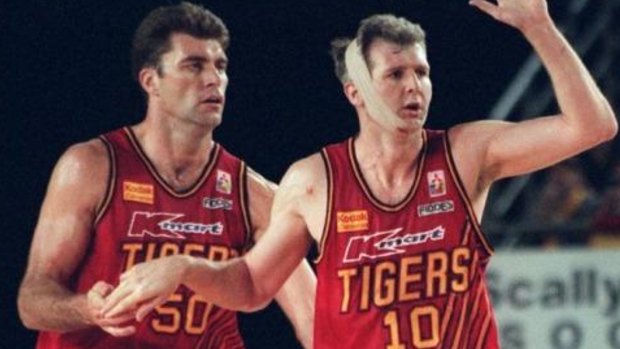 Mark Bradtke (left) and Andrew Gaze during their days at Melbourne Tigers.