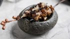 Paperbark mushrooms, macadamia. Paperbark, a vegan restaurant in Waterloo's Casba