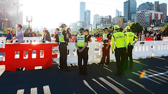 Police in the CBD on New Year's Eve in 2016.