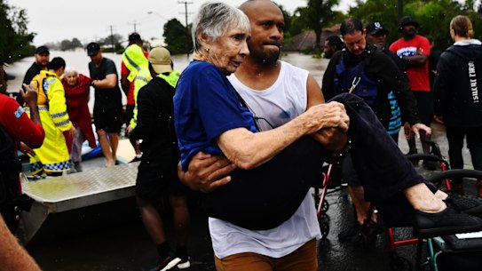 Residents of the Lismore aged care home are rescued by a local group of abattoir workers. 