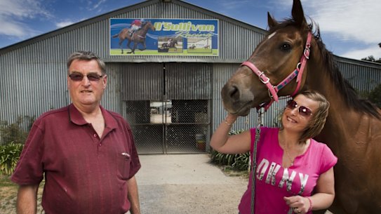 Terry O'Sullivan and daughter Karina with Magnapal at Stawell. 