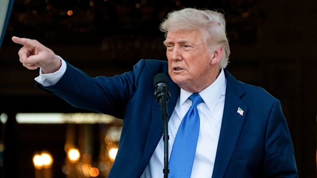 US President Donald Trump at a Summer soiree on the South Lawn of the White House on Wednesday.