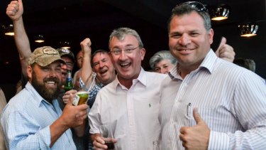 Phil Donato (farthest right) with supporters following his by-election win in 2016. 