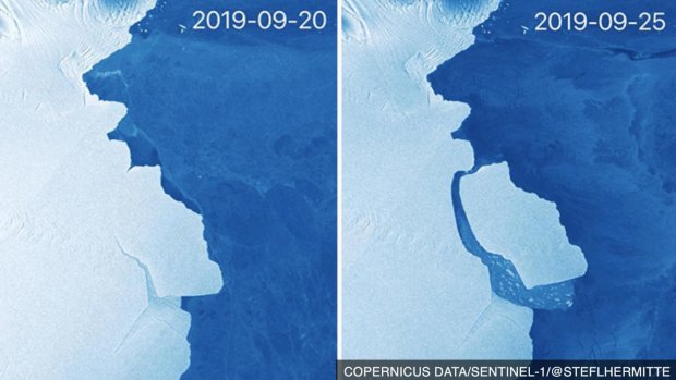 The Amery Ice Shelf iceberg calving.