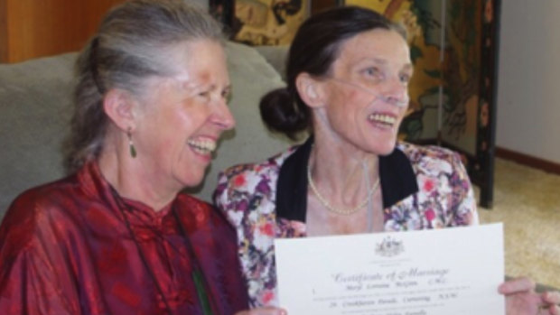 Frances and Barb on their wedding day.