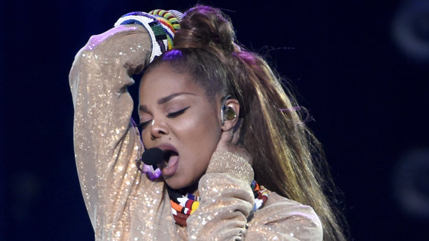 Janet Jackson performing at the 2018 Billboard Music Awards. 