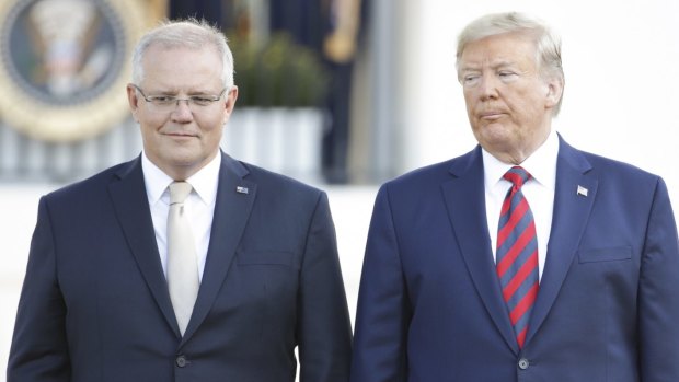 Prime Minister Scott Morrison and US President Donald Trump at the White House during a rare state visit for the Australian leader.