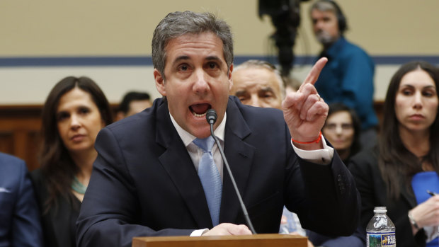 Michael Cohen testifying before the House Oversight and Reform Committee in Washington DC.