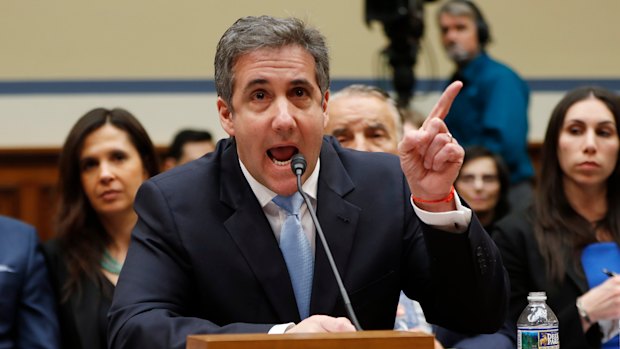 Michael Cohen testifying before the House Oversight and Reform Committee in Washington DC.