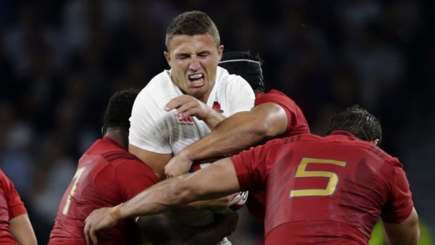 Smashed: England's 2015 Rugby World Cup campaign was unforgettable for all, including Sam Burgess.