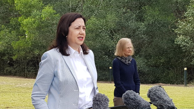 Premier Annastacia Palaszczuk with Chief Health Officer Dr Jeannette Young on Sunday.