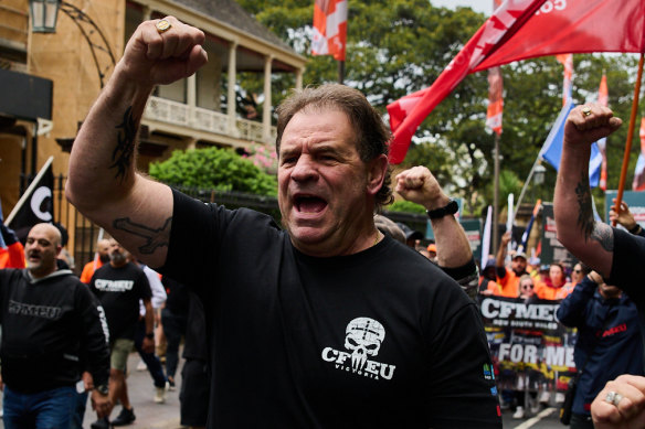 John Setka leading a CFMEU rally in Sydney in 2023.