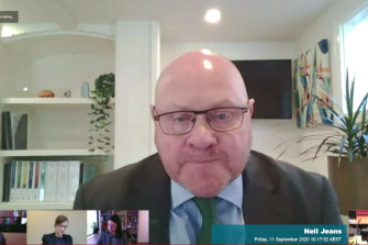 Neil Jeans, pictured at the Crown Inquiry. Jeans is one of  Australia’s leading anti-money laundering experts.