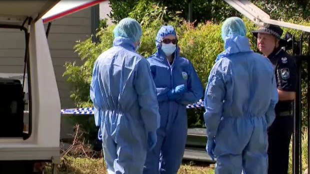 Police investigate at the Burpengary East crime scene.