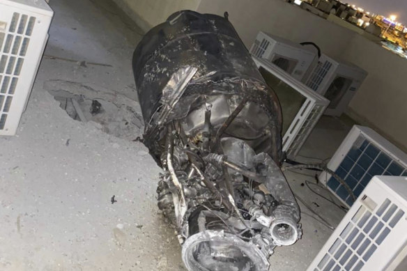 A ballistic missile launched by Yemen’s Houthi rebels landed on the roof of a home in Riyadh, Saudi Arabia, on Sunday.