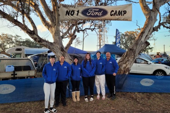 Peter Moody (right), shown with family, is the group organiser for the Moody Blues No.1 Ford Camp every year at Bathurst.