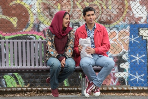 Osamah Sami as Ali and Helana
Sawires as Ali’s true love, Dianne, in his 2017 rom-com Ali’s Wedding. Plotlines, including an aborted marriage, were based on his life.
