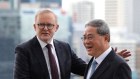 Anthony Albanese with Li Qiang before the Chinese Premier’s flight to Kuala Lumpur on Tuesday.