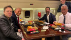 Elon Musk, US President-elect Donald Trump, Donald Trump Jr, Mike Johnson and Robert F. Kennedy Jr enjoy a McDonald’s meal aboard Trump’s private plane.