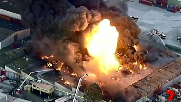 The West Footscray factory fire in August 2018.