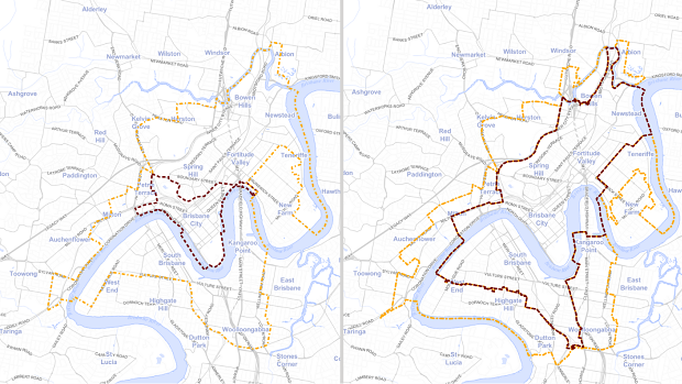 Council would extend the CBD parking rules to a number of inner-city suburbs (red) and decrease the minimum number of parks for others (yellow).
