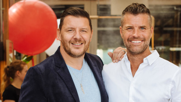 MKR judges Manu and Pete celebrate the success of their cooking show in Sydney on Thursday.