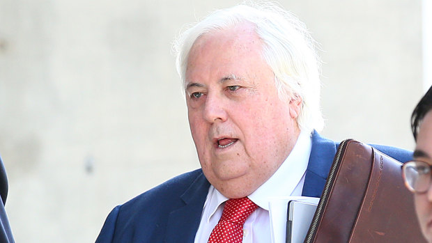 Clive Palmer outside the District Court in Brisbane.