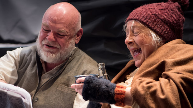 Laurence Coy and Jude Gibson in Old Fitz Theatre's rollicking production of The Cripple of Inishmaan.