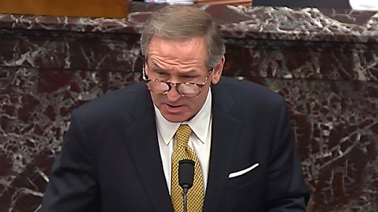 Michael van der Veen opens Trump’s defence in the impeachment trial.