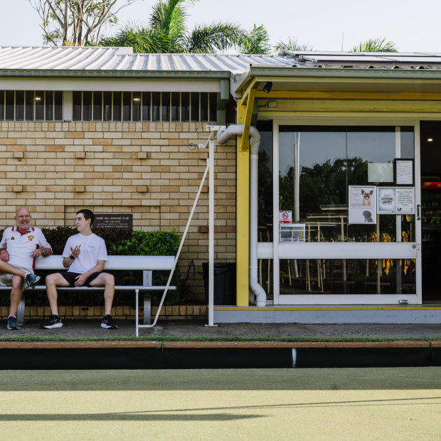 Camp Hill Bowls Club Chair Scott Walton (left) and secretary Callum Melican.   