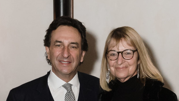 Stan Sarris and wife Judy at a social event in 2019.