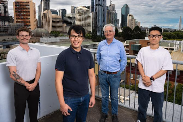 (Left to right) Huon Morton, Dr Zijun Li, Adjunct Professor Zoran Ristovski and Mr Hongzhi Zhang worked on the study analysing air quality data from 22 urban monitoring sites in Queensland. 