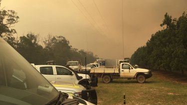 The smoke-covered horizon on the central Queensland coast as out-of-control bushfires rage. 
