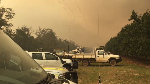 The smoke-covered horizon on the central Queensland coast as out-of-control bushfires rage. 