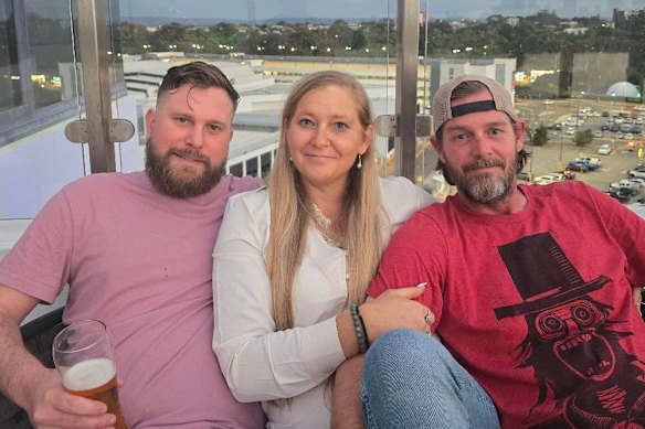 Siblings Sky Roberts, Virginia and Danny Wilson in Perth in April, 2025. 