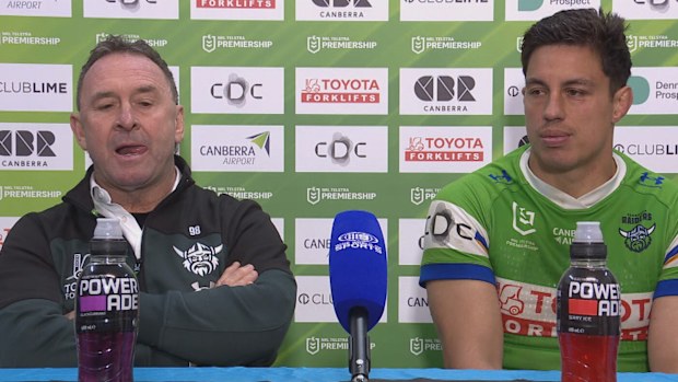 Ricky Stuart was in no mood to talk after the loss to the Roosters.
