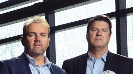 Rugby Australia CEO Andy Marinos, left, and chairman Hamish McLennan.