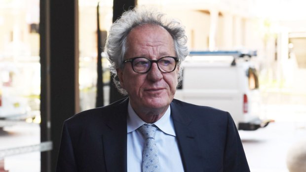 Geoffrey Rush leaves the Federal Court in Sydney on November 8.