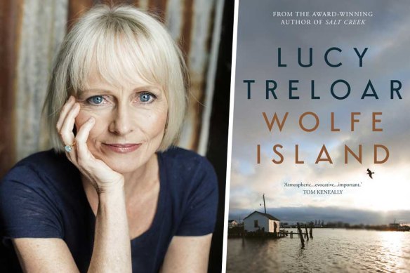 Author Lucy Treloar and her book Wolfe Island.