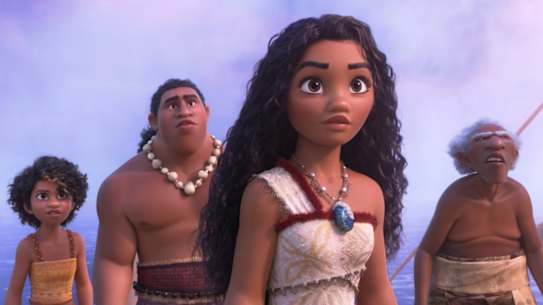 Moana and her new crew in Moana 2.