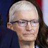 Tim Cook attends Donald Trump’s inauguration at the US Capitol in January.