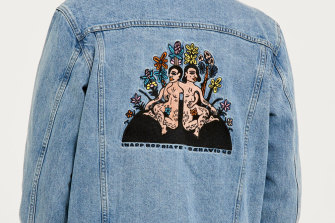 Lime Cordiale Trucker Jacket with artwork by Louis Leimbach