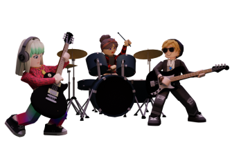 Roblox influencer Kai, along with her new bandmates River and Milo.